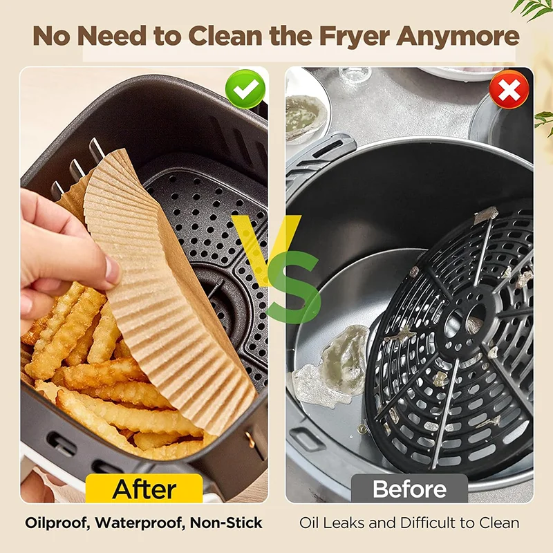 50 Pack 8 Inch Air Fryer Liners - Essential Non-Stick Parchment for 5-8 QT Air Fryer Kitchen Accessories