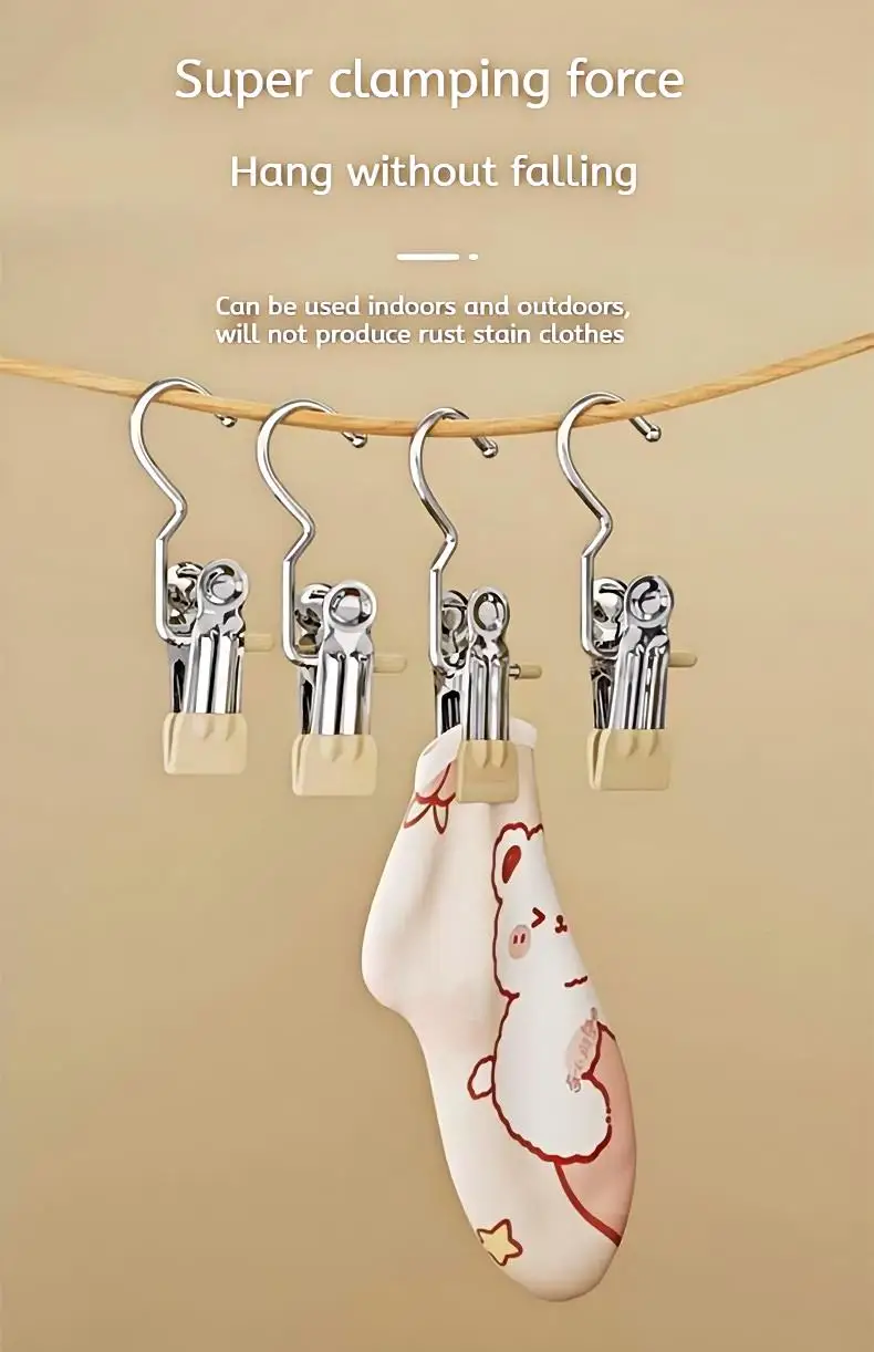 Multifunctional Clothespin Hanger Clothes Hook Buckle Metal Stainless Steel Hat Skirt Trouser Clip Clothing Wardrobe Storage