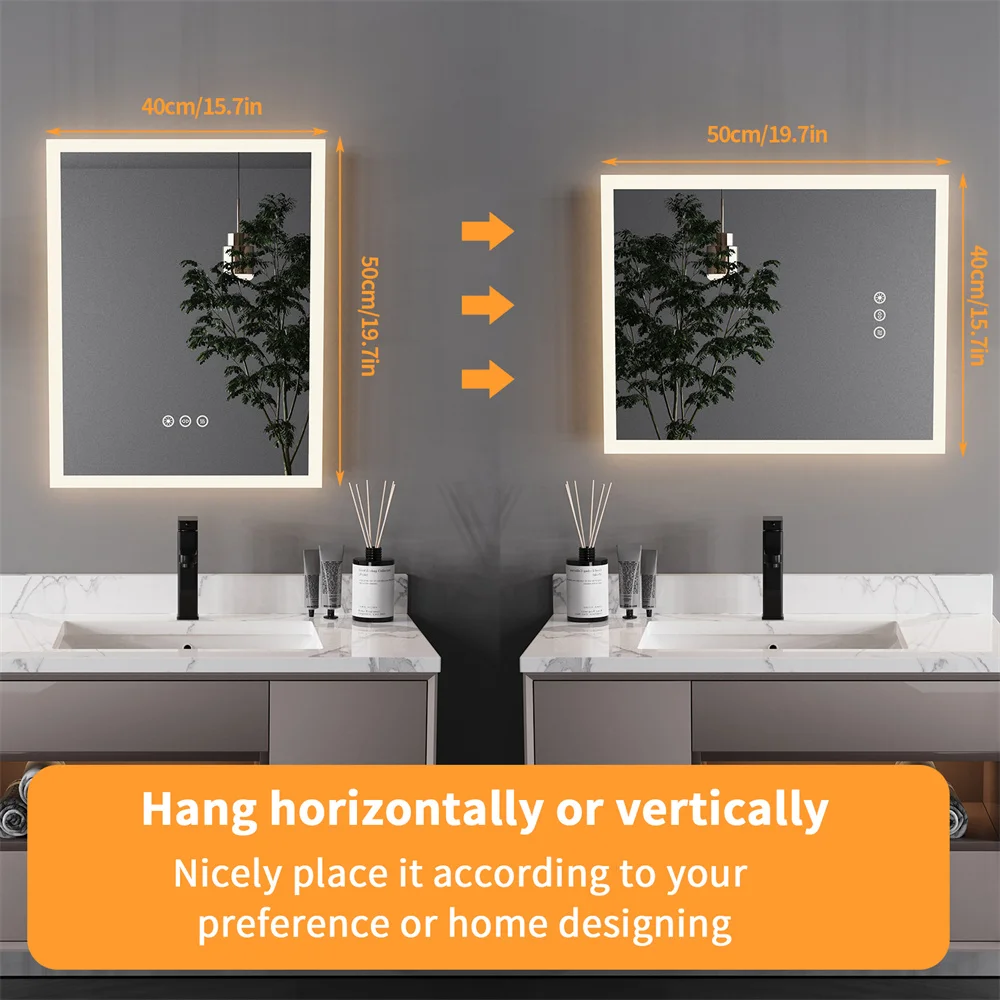 LUVODI Wall Mounted LED Bathroom Mirror Smart Touch Vanity Makeup Mirror with 3 Color Dimmable Feature And Defog Function