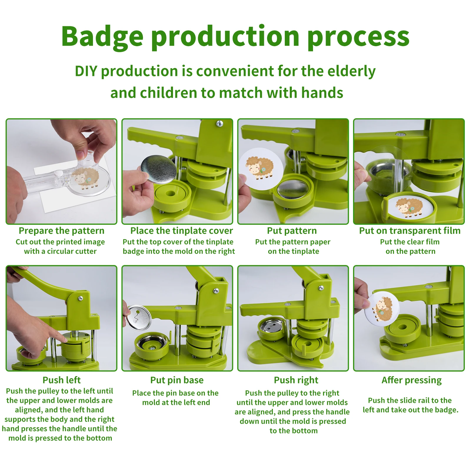 Button Maker Machine, 32mm Installation-Free DIY Pin Button Maker Press Machine Kit Unique Design Easy to Operate