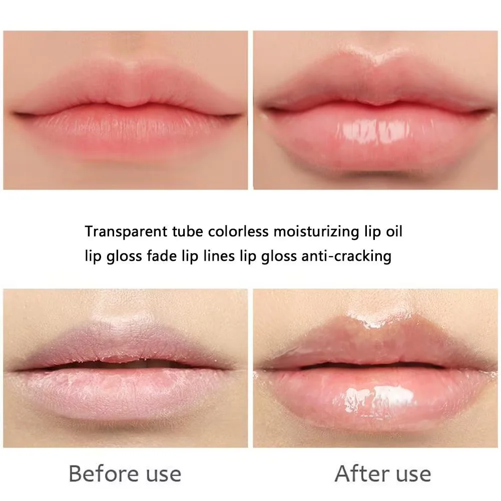Glossy Finish Lip Gloss Transparent Hose Colorless Lip Oil Lip Moisturizing Gloss Fade Lip Lines Lip Gloss Anti Dry Cracking