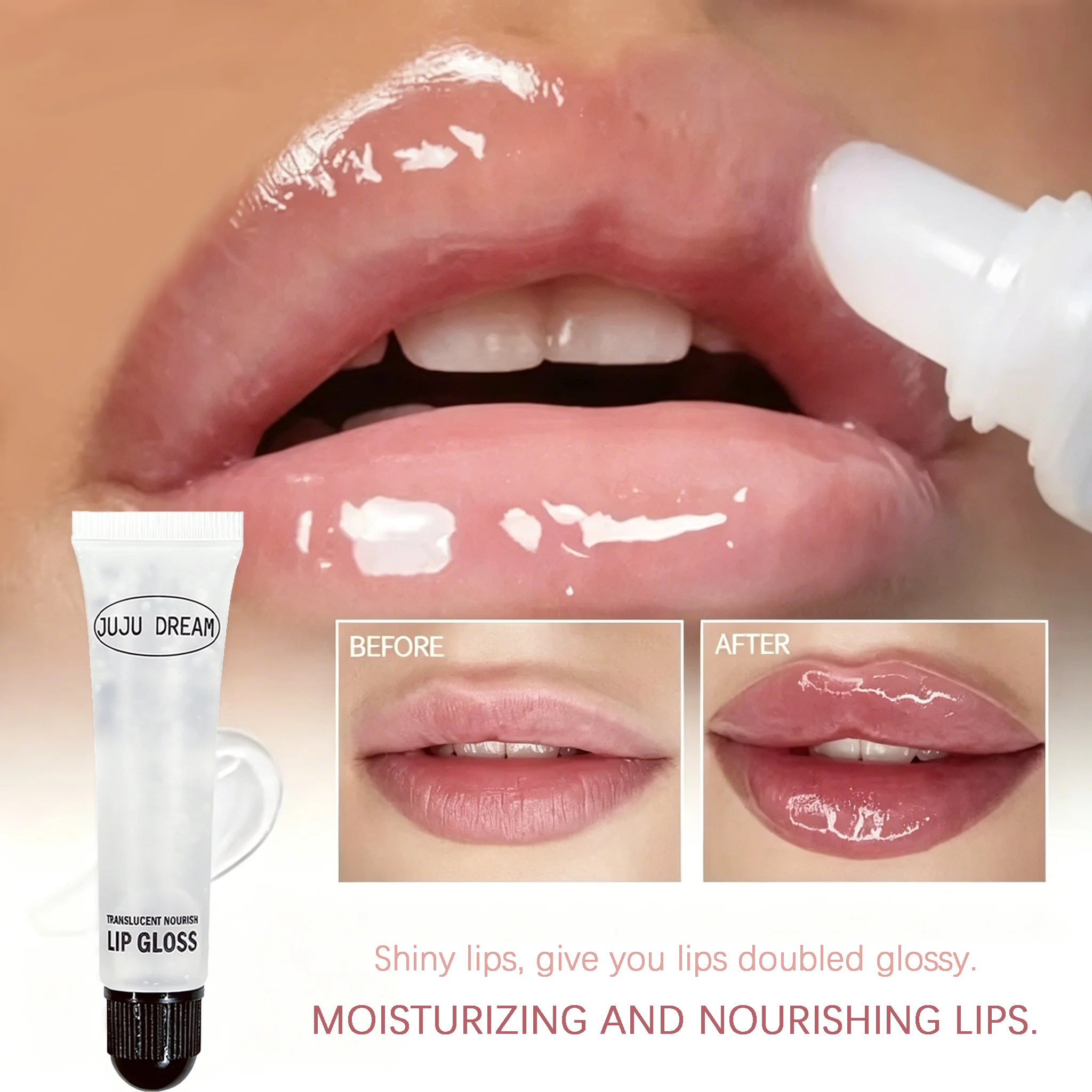 Glossy Finish Lip Gloss Transparent Hose Colorless Lip Oil Lip Moisturizing Gloss Fade Lip Lines Lip Gloss Anti Dry Cracking