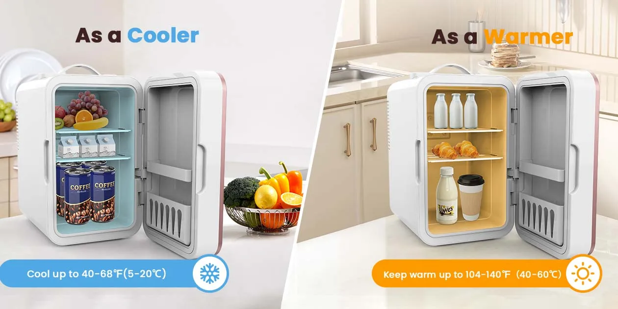 Mini Fridge for Bedroom Skincare Fridge 6L/8 Cans Small Refrigerator Compact Refrigerator 110V AC/12V DC Portable Cooler and Warmer for Skin Care, Makeup and Cosmetics