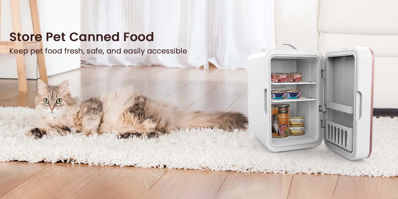 Mini Fridge for Bedroom Skincare Fridge 6L/8 Cans Small Refrigerator Compact Refrigerator 110V AC/12V DC Portable Cooler and Warmer for Skin Care, Makeup and Cosmetics