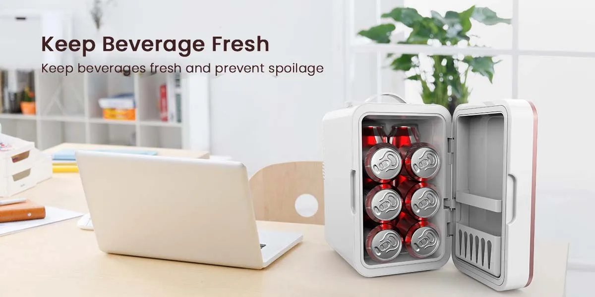 Mini Fridge for Bedroom Skincare Fridge 6L/8 Cans Small Refrigerator Compact Refrigerator 110V AC/12V DC Portable Cooler and Warmer for Skin Care, Makeup and Cosmetics