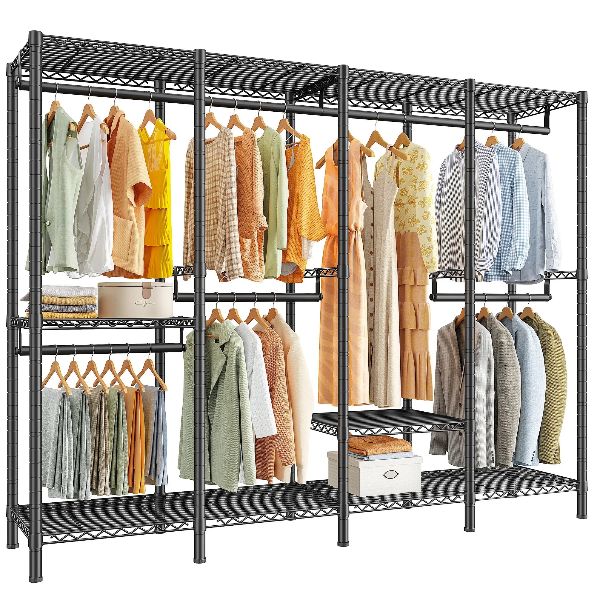 EnHomee 76.9"H Heavy Duty White Clothing Rack – 1,100 LBS Load Limit, Adjustable Metal Garment Rack for Bedroom or Closet