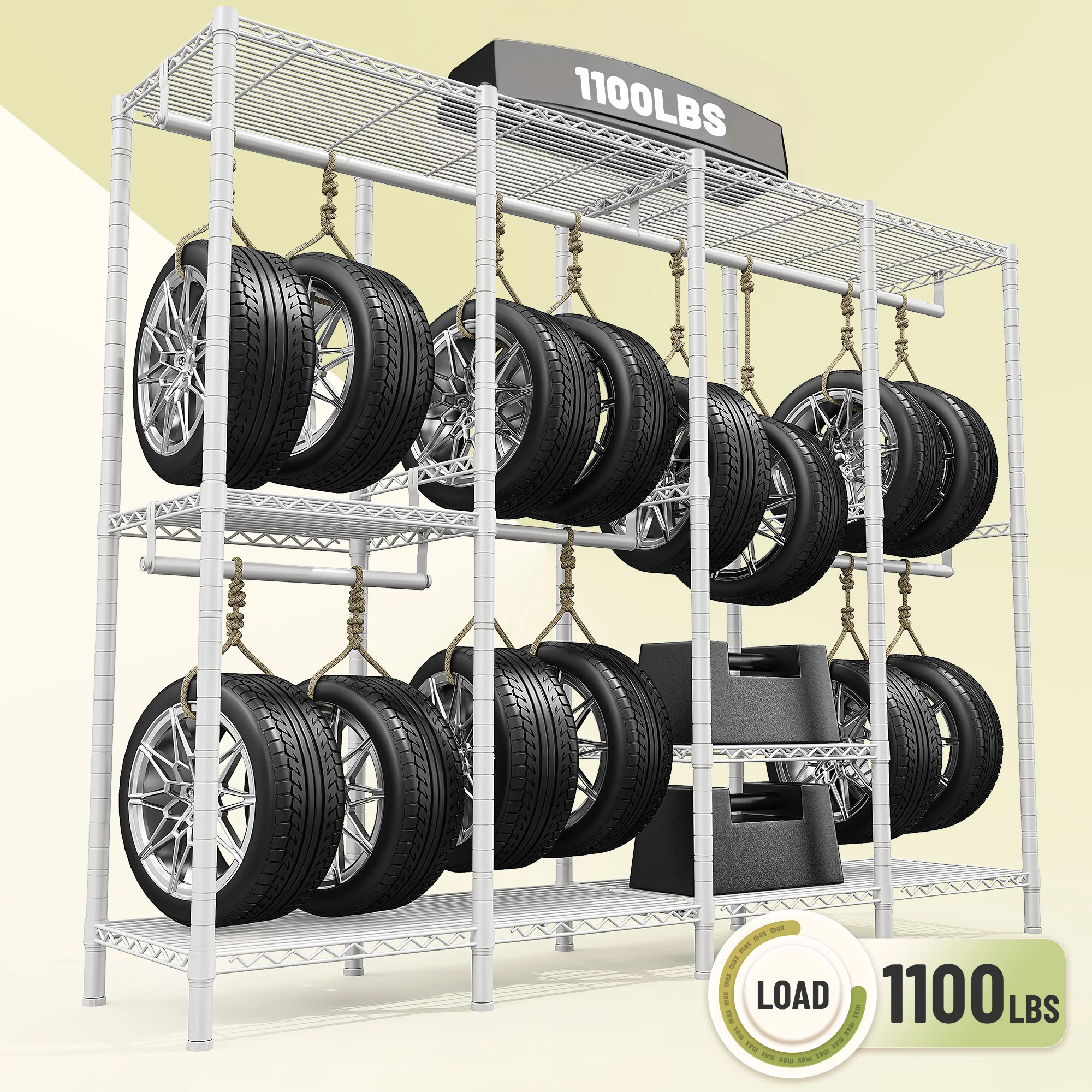 EnHomee 76.9"H Heavy Duty White Clothing Rack – 1,100 LBS Load Limit, Adjustable Metal Garment Rack for Bedroom or Closet