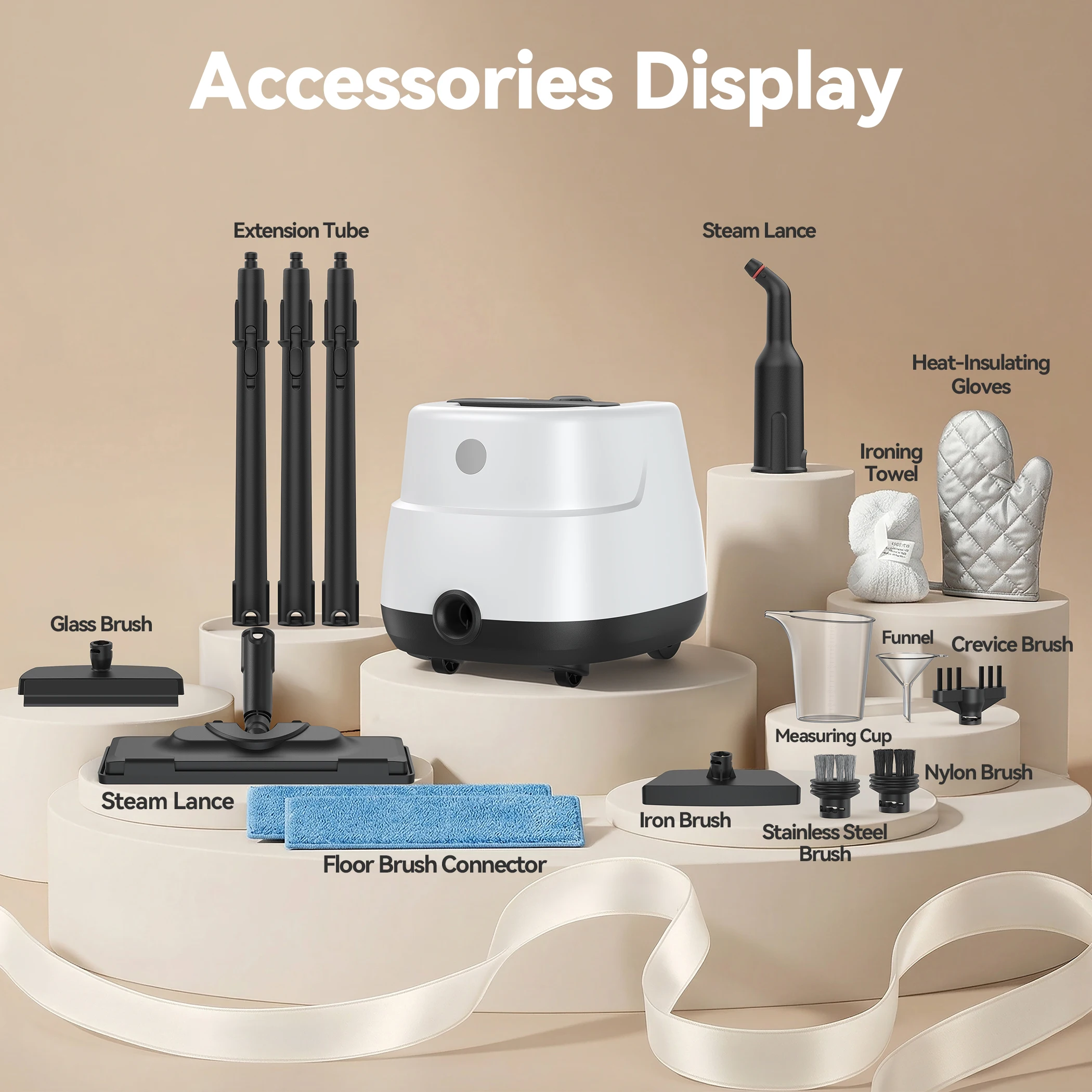 Multi-Surface Handheld Steam Cleaner High Temperature Deep Cleaning with Multiple Accessories for Home Kitchen Floor Window Car Seat Carpet Tile