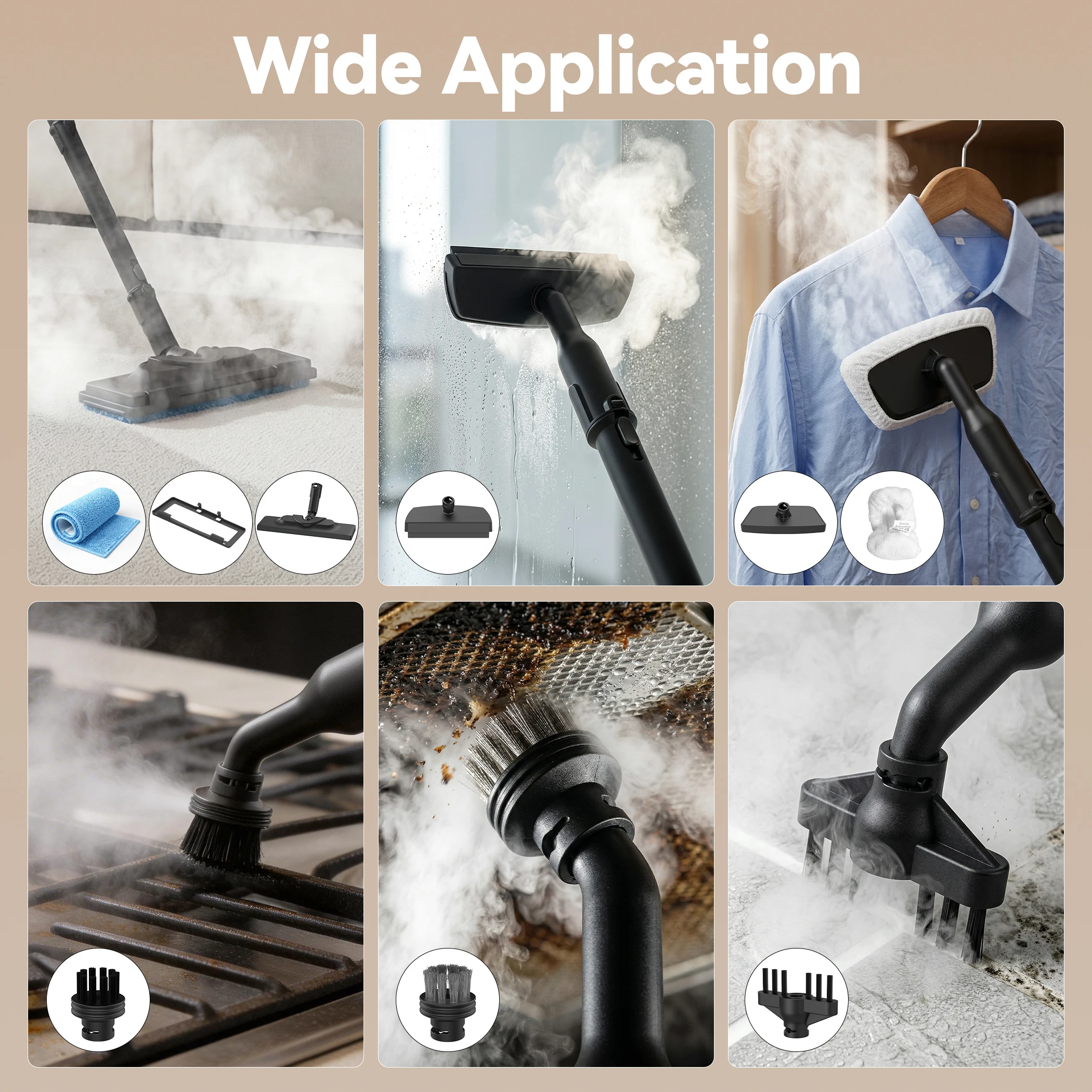 Multi-Surface Handheld Steam Cleaner High Temperature Deep Cleaning with Multiple Accessories for Home Kitchen Floor Window Car Seat Carpet Tile