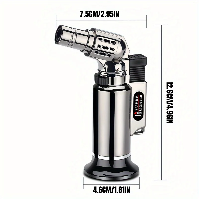 Metal Windproof Jet Flame Gas Lighter Refillable Portable Torch Lighter for Men's Gifts Kitchen Cooking Welding Baking BBQ