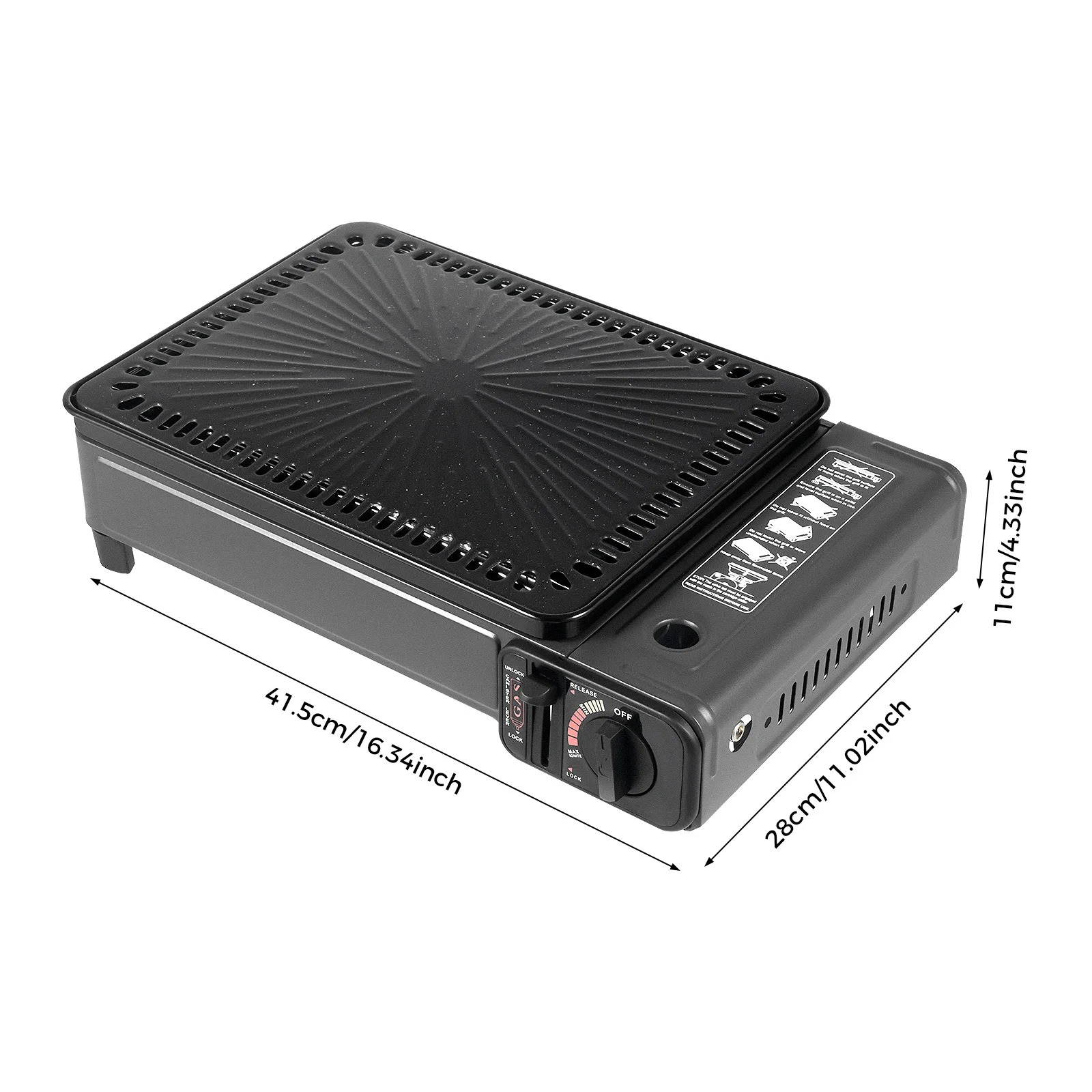 Portable Camping Grill Gas Stove, Butane Gas Burning Grill, Barbecue Grill Cooker for Ooutdoor Grilled Meat, Vegetables