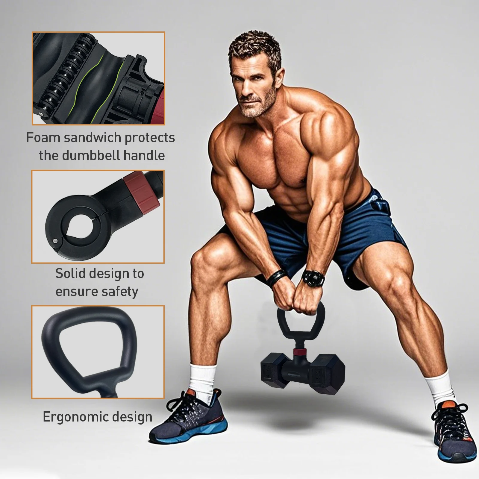 Dumbbell Converter - Convert Dumbbells to Barbell Set and Kettlebell for Home Fitness - Adjustable & Up to 100 lb Capacity Weigh