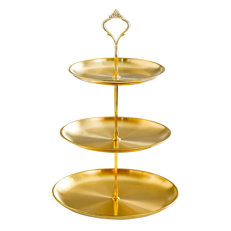 Afternoon Tea Stand, 3 Tier Gold for Pastries & Macarons. 27cm, Elegant Serving Tray