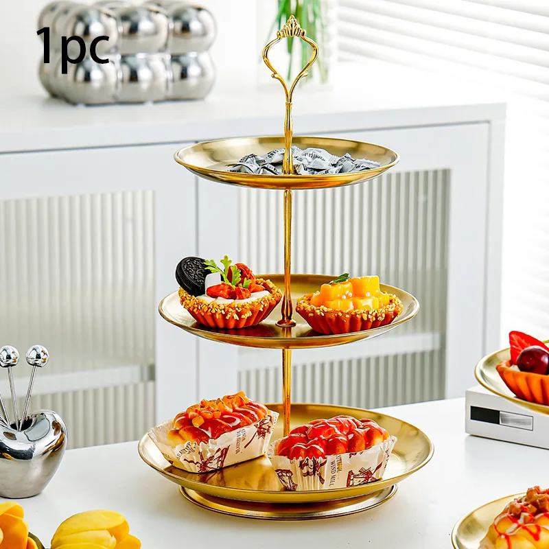 Afternoon Tea Stand, 3 Tier Gold for Pastries & Macarons. 27cm, Elegant Serving Tray