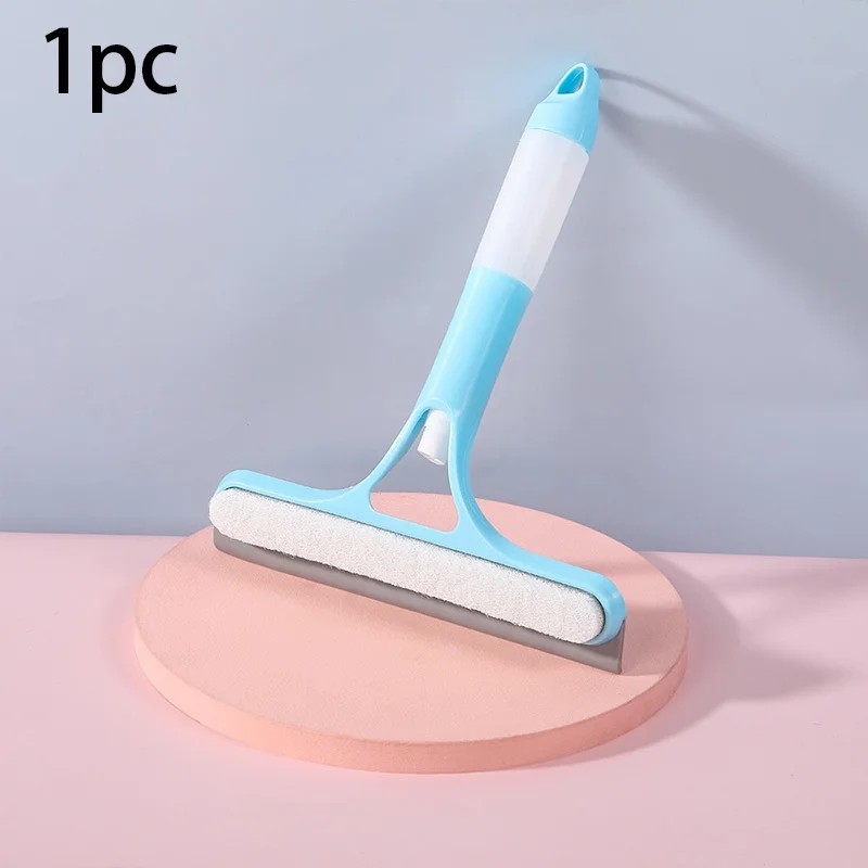 3-in-1 Window Cleaning Tool - Handheld Sprayer, Squeegee & Scrubber for Glass, Mirrors, Showers, No-Drip Design (Blue, 10-inch)