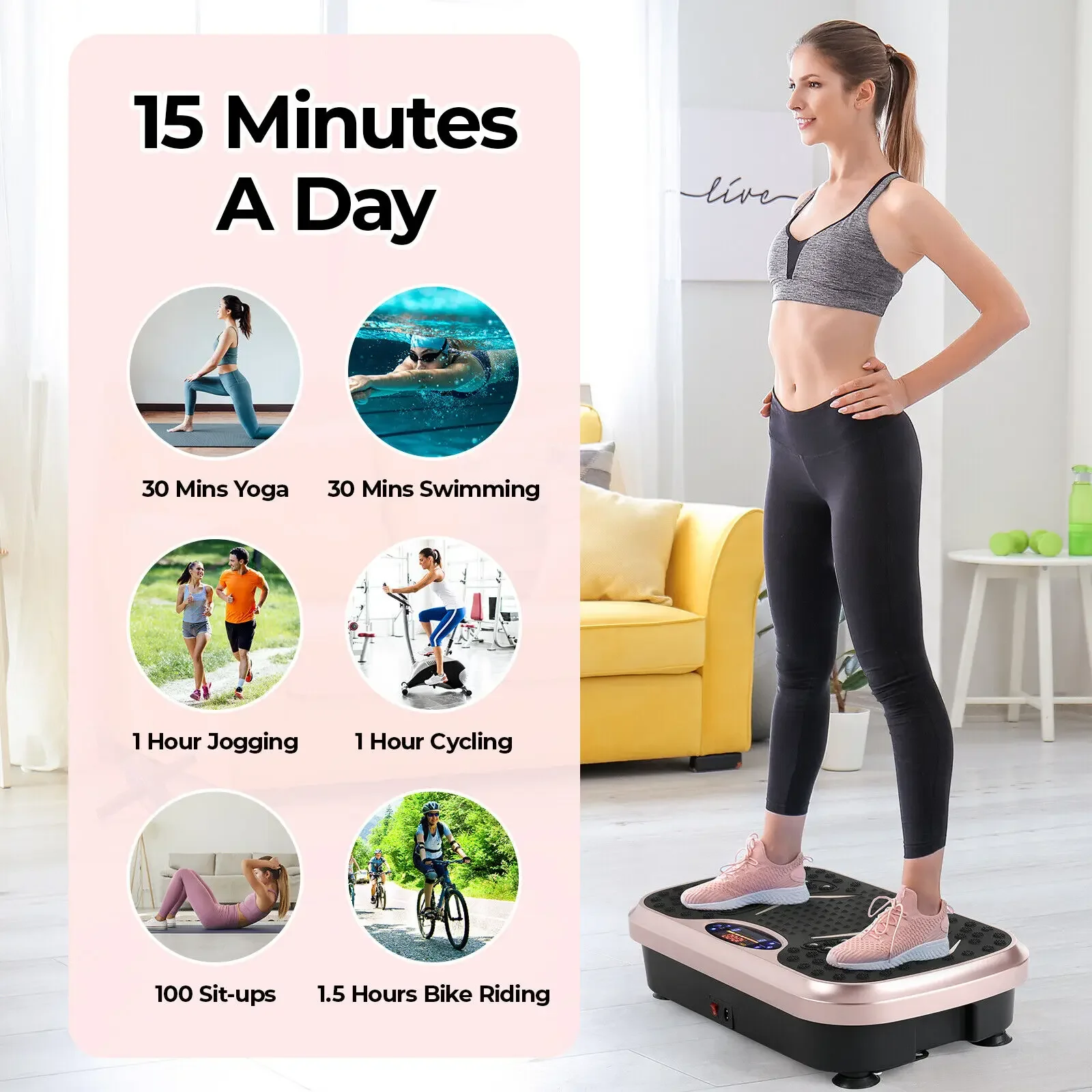 Vibration Plate Exercise Machine Whole Body Workout Fitness 3D Vibration Platform Whole Body Vibration Machine for Home Fitness