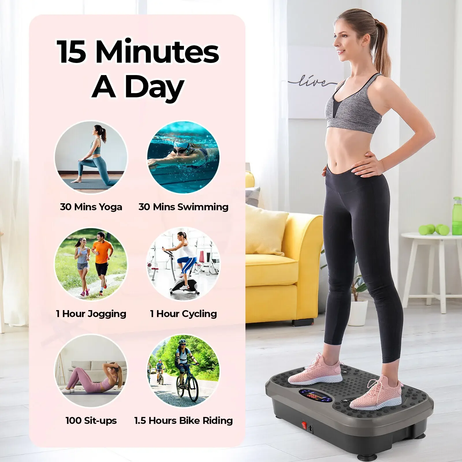 Vibration Plate Exercise Machine Whole Body Workout Fitness 3D Vibration Platform Whole Body Vibration Machine for Home Fitness