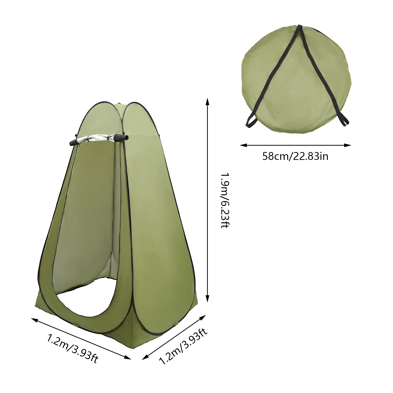 Portable Toilet Tent for Hiking Outdoor Camping Privacy Shelter Waterproof 1.2×1.2×1.9m for Hiking Picnics Fishing Camping