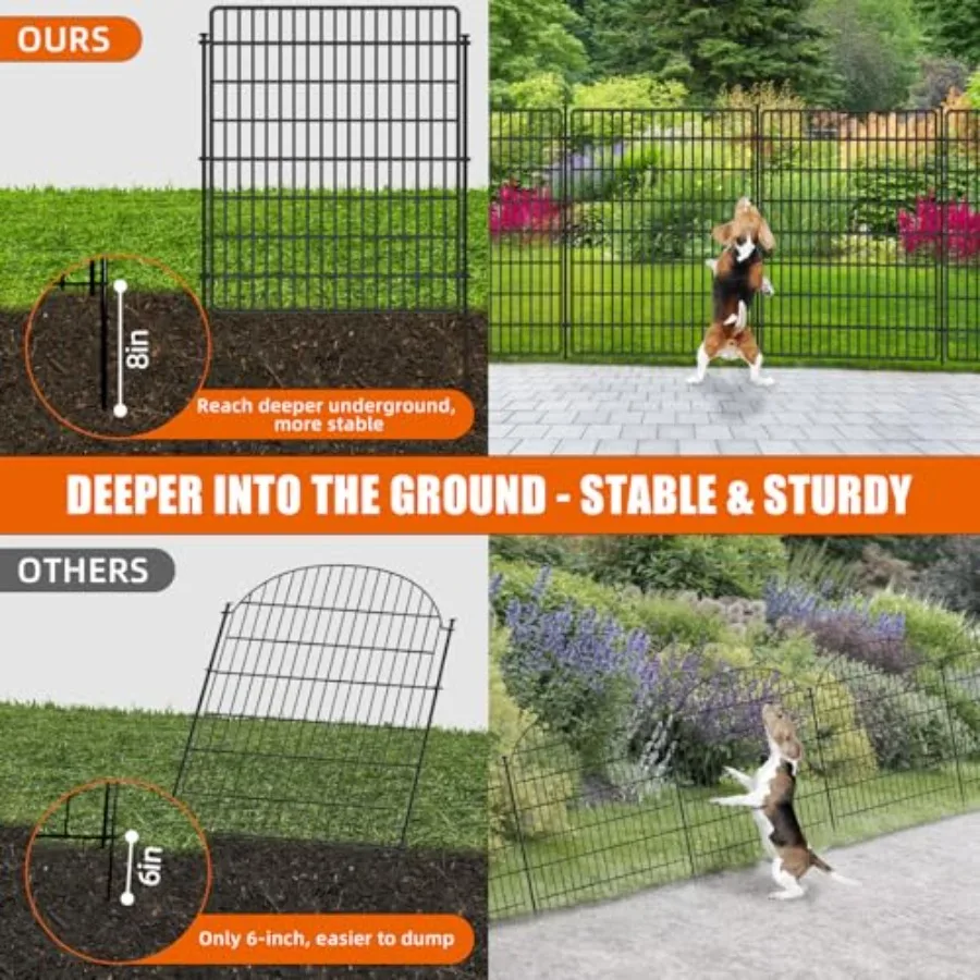 15 Panels No Dig Fence with Gate 32 in H X 36 ft(L) Garden Decorative Fence Animal Barrier for Dogs Rustproof Metal Garden Edgi