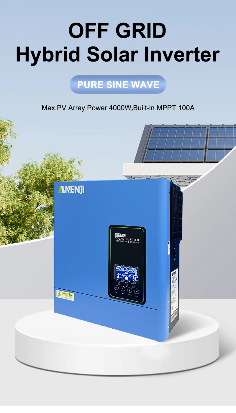 24V 3000W 120V off grid solar inverter 4000W maximum PV input pure sine wave built-in 100A MPPT hybrid inverter US stock
