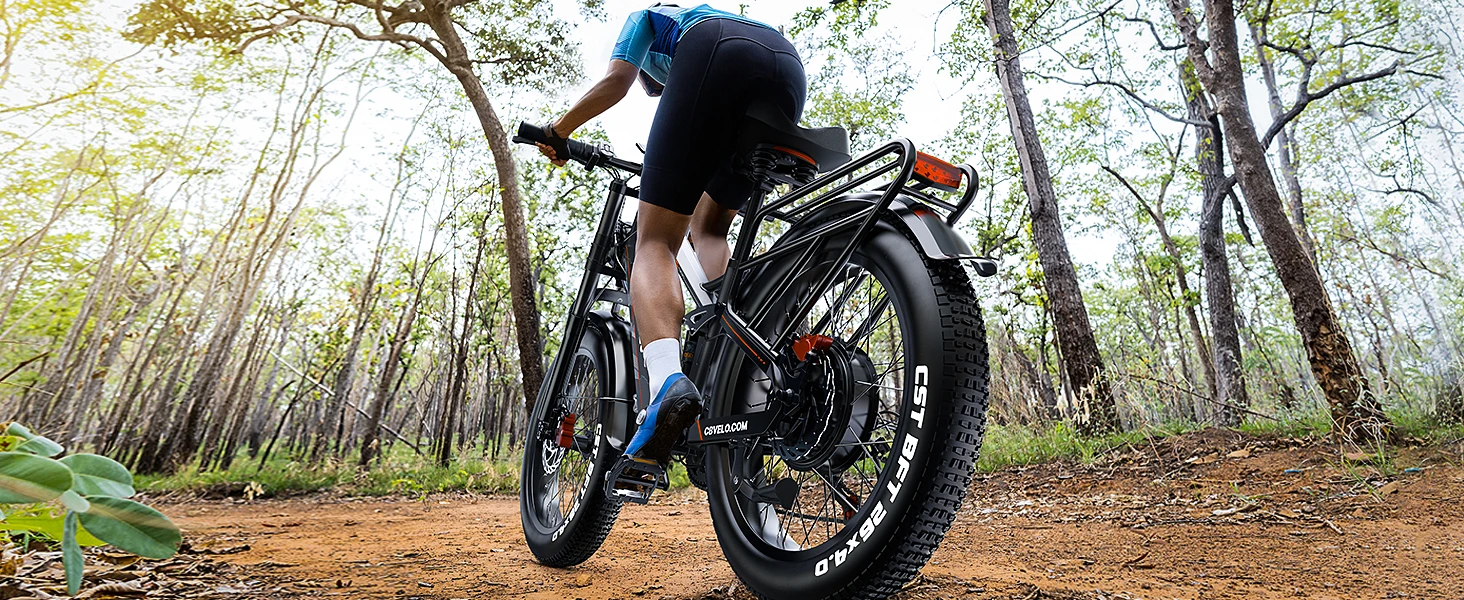 Cybervelo 5000W Peak Fat Tire Electric Bike 26"x4.0 All Terrain Mountain Commuter Ebike 7-Speed Up to 120 Miles 52V 40Ah/60V 50Ah Battery EK9