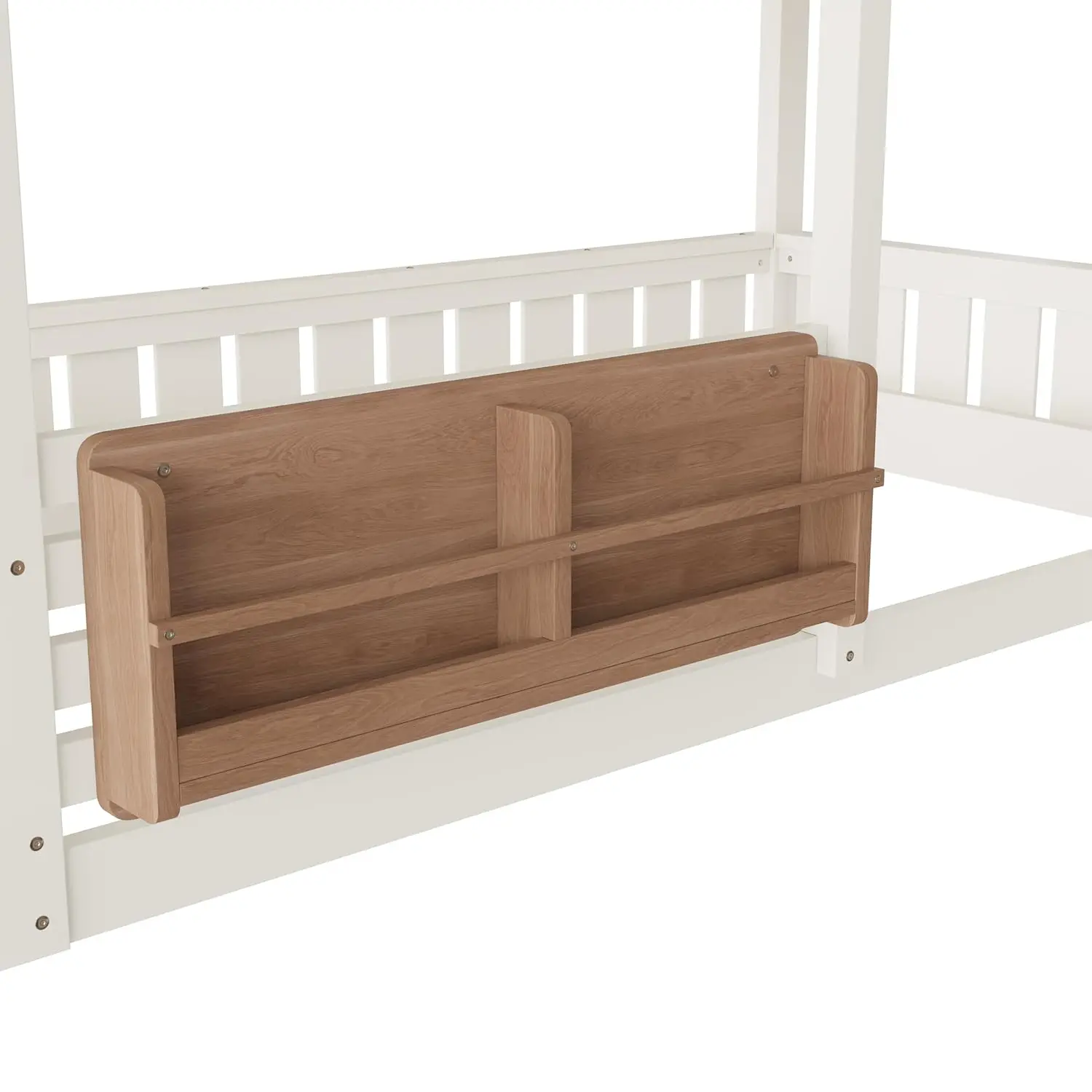 Twin House Bunk Bed Window Roof Bookshelf Wood Frame Ladder Guardrail Kids Playhouse Space Saver, Customized