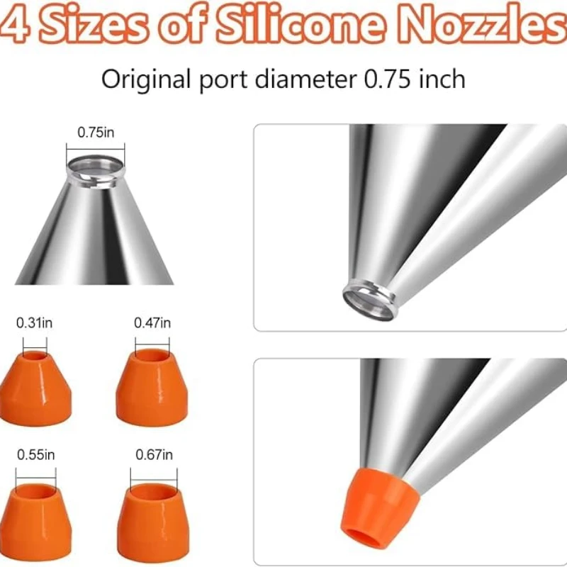 2026 Pancake Batter Dispenser with 4 Nozzles Multi-Caliber Stainless Steel Funnel Cake Dispenser with Stand Great for Bake Goods