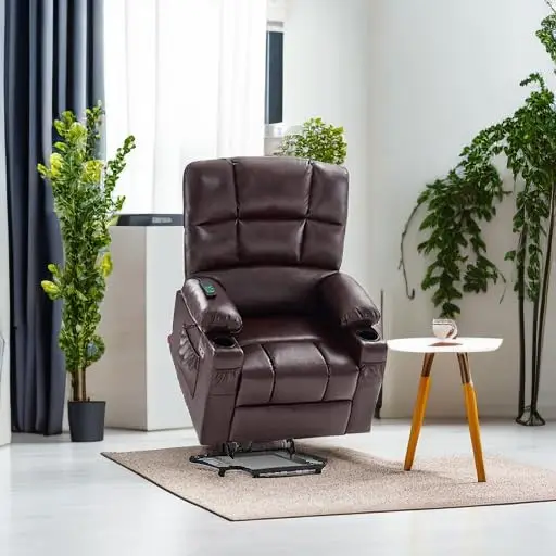 Large Dual Motor Power Lift Recliner Chair for Elderly, Massage and Heat, Lay Flat, Zero Gravity, Home Button, USB Port, Faux Le