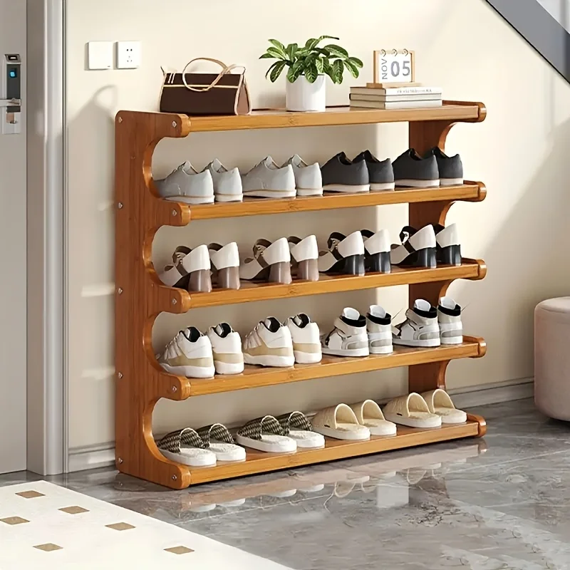 1pc [Bamboo Shoe Rack] Christmas Gift Bamboo Shoe Rack | Wood Grain Decoration Shoe Storage Organizers for 15/24 Pairs, Easy to