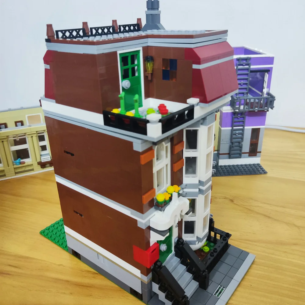 Creative Expert Street View Police Station Building Blocks Pet Store Model Assembly Sets Desk Decor Bricks Toys Gift For Adults