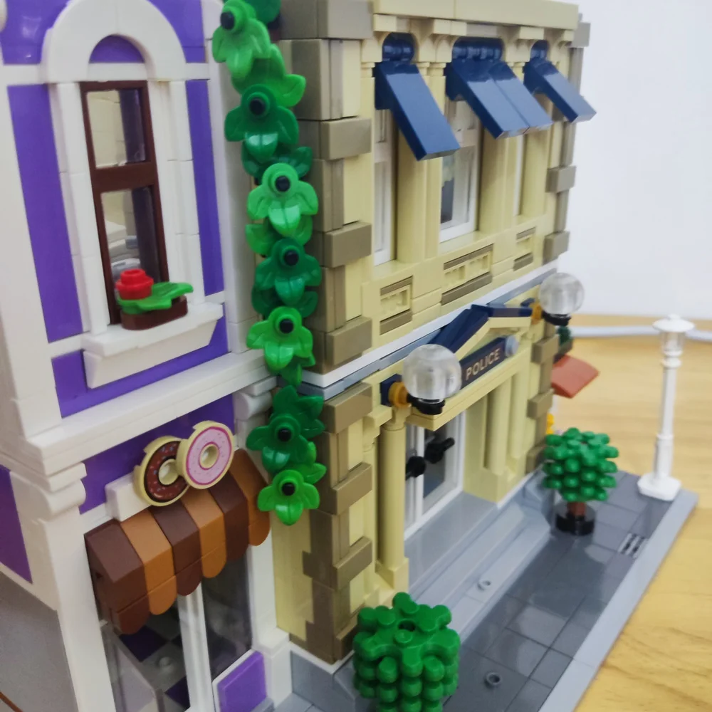 Creative Expert Street View Police Station Building Blocks Pet Store Model Assembly Sets Desk Decor Bricks Toys Gift For Adults