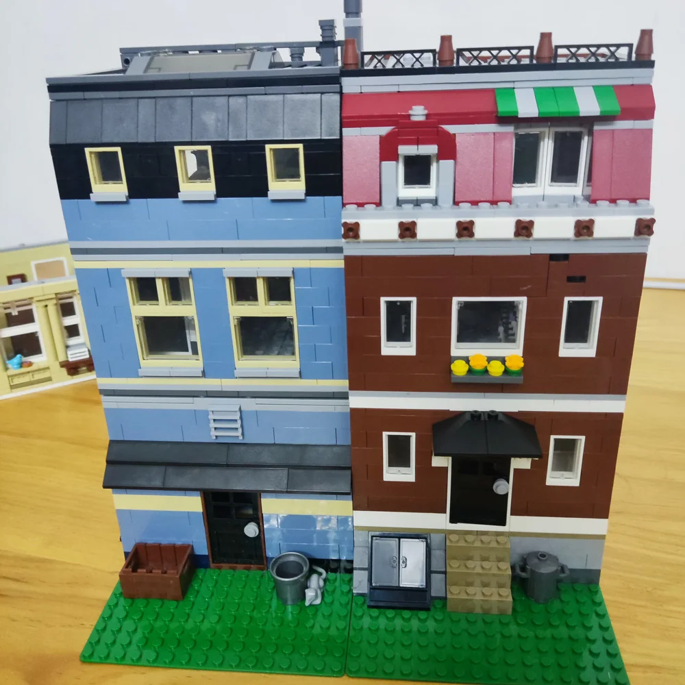 Creative Expert Street View Police Station Building Blocks Pet Store Model Assembly Sets Desk Decor Bricks Toys Gift For Adults