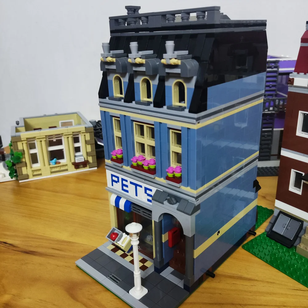 Creative Expert Street View Police Station Building Blocks Pet Store Model Assembly Sets Desk Decor Bricks Toys Gift For Adults