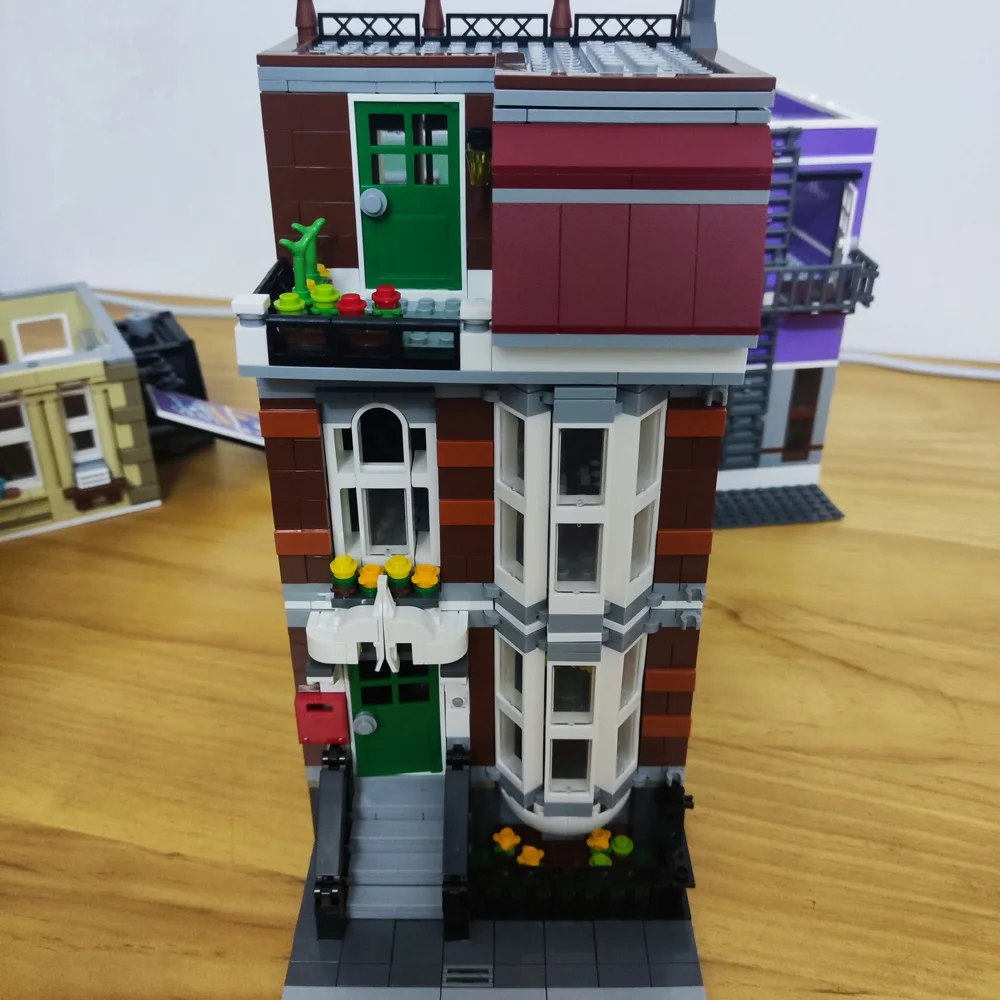 Creative Expert Street View Police Station Building Blocks Pet Store Model Assembly Sets Desk Decor Bricks Toys Gift For Adults