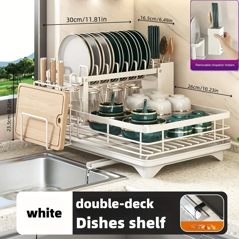 Commercial-Grade Dish Drying Rack – 2-Tier Stainless Steel with Water Catch Tray, Rust-Proof for Home or Business