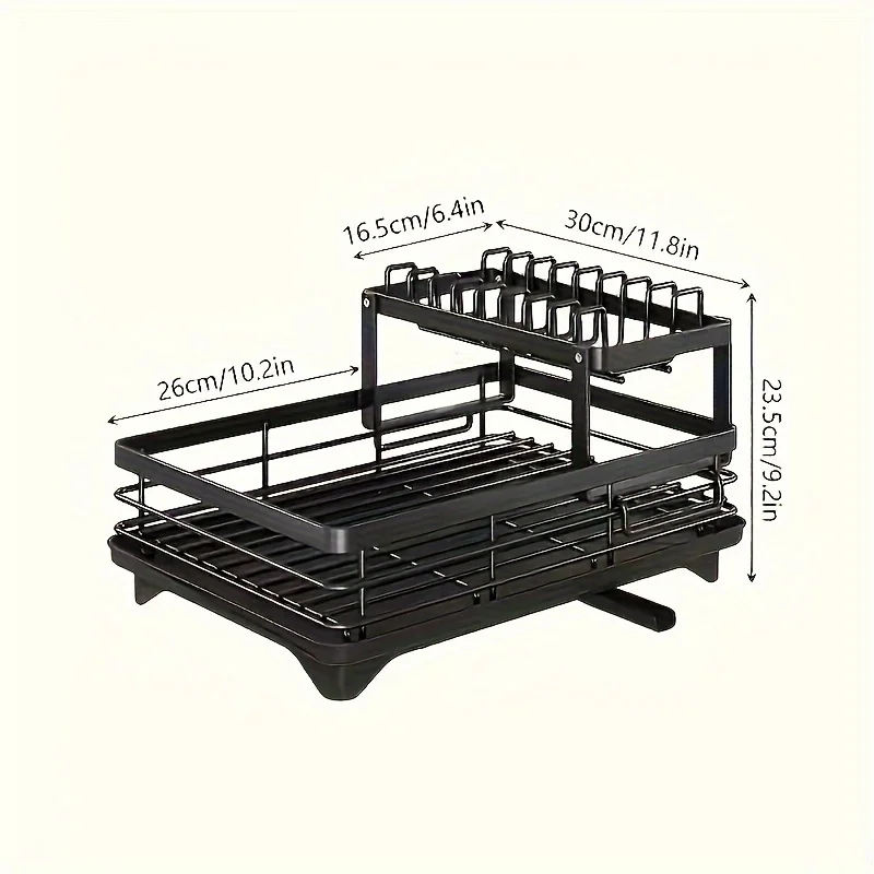 Commercial-Grade Dish Drying Rack – 2-Tier Stainless Steel with Water Catch Tray, Rust-Proof for Home or Business