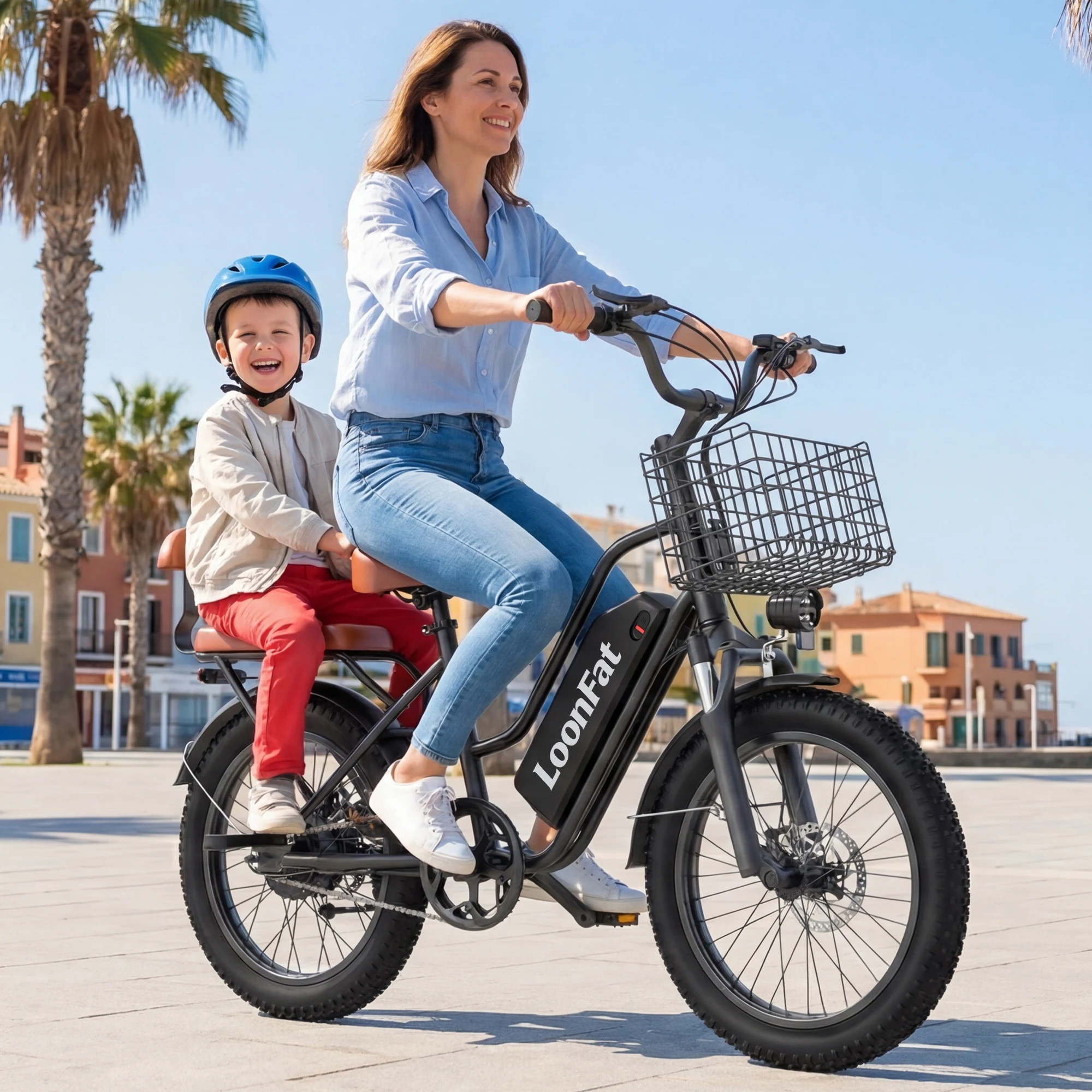 LoonFat T20 Black Adult Ebike 1000W Motor 25 MPH Speed Limiter 48V 15.6Ah Lithium Battery 170 Lbs Max Load Cable Brakes