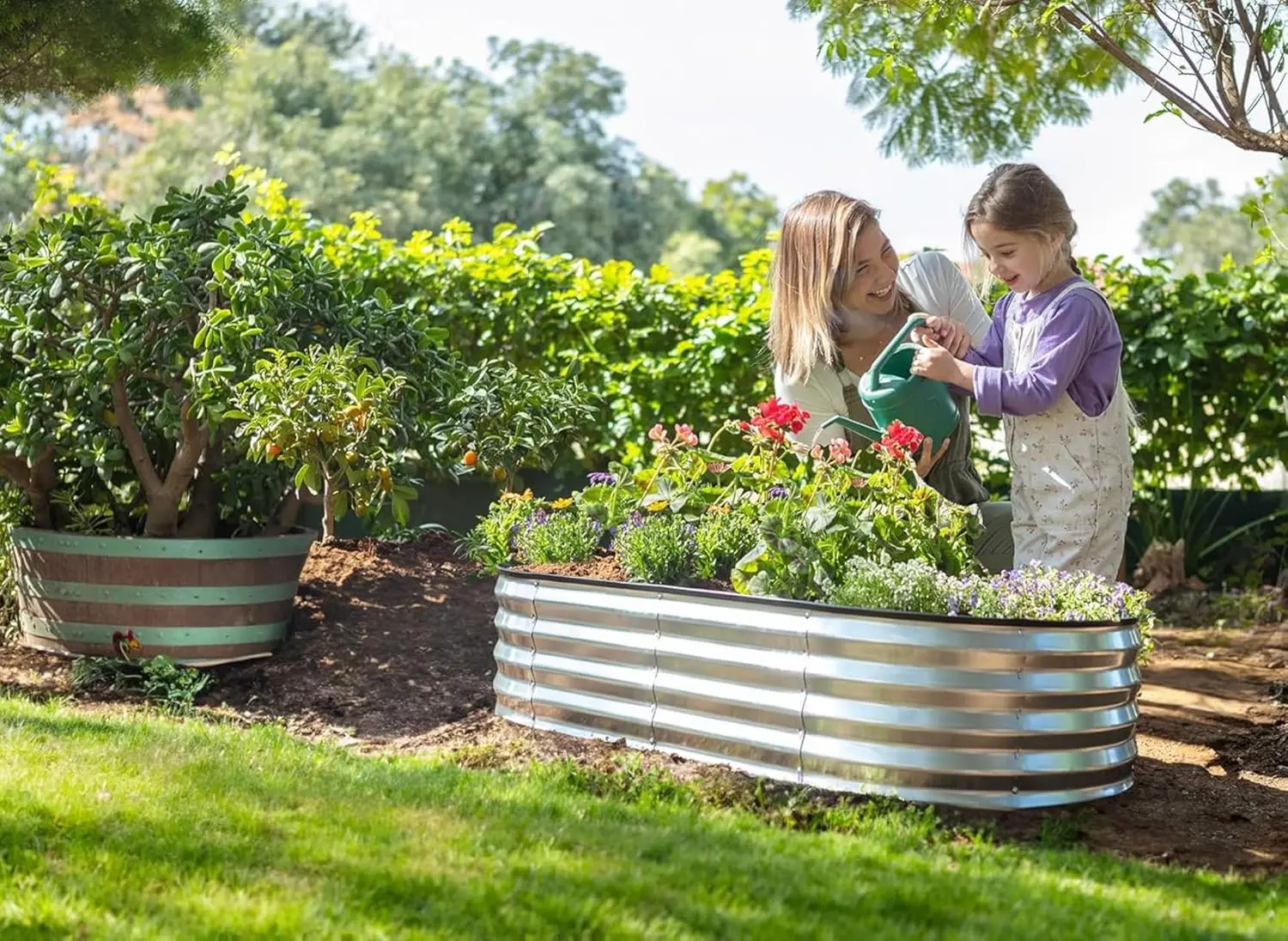 Galvanized Raised Garden Beds Outdoor, 4x2x1 ft Metal Planter for Vegetables and Flowers, Tool-Free Assembly (Silver)