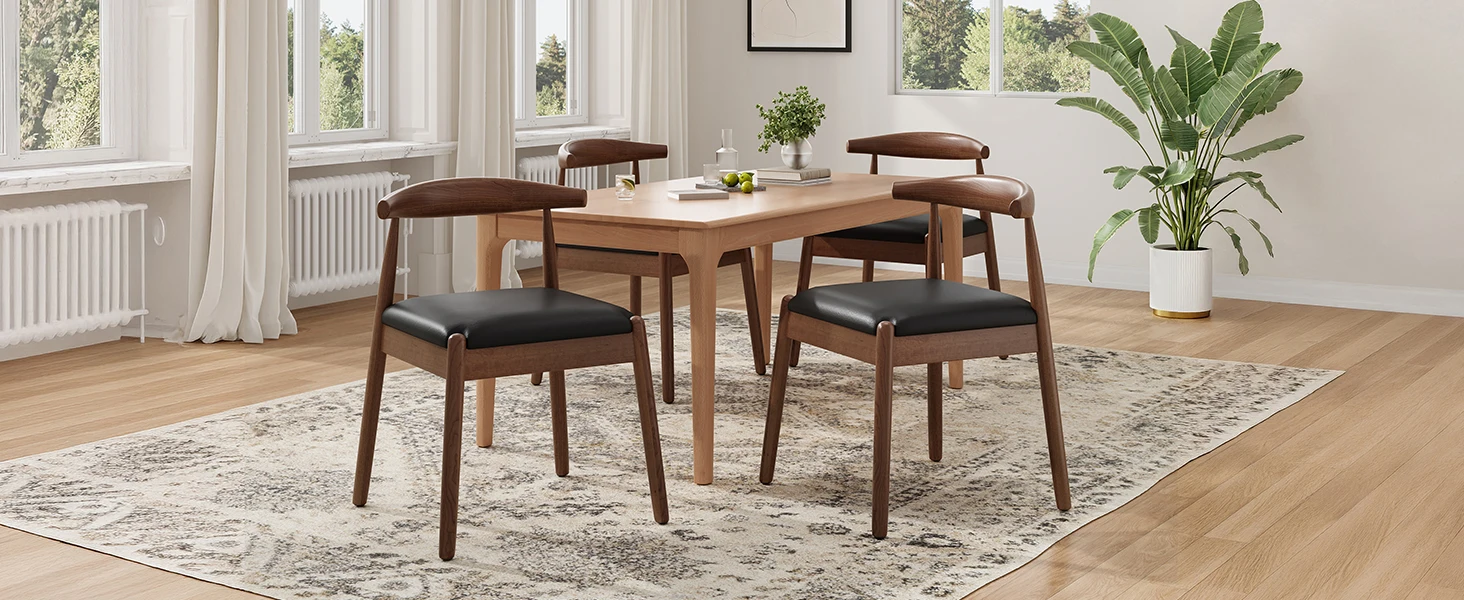 Dining Chairs Set of 2, Mid-Century Modern Kitchen & Dining Room Chairs with Solid Wood Legs, for Home