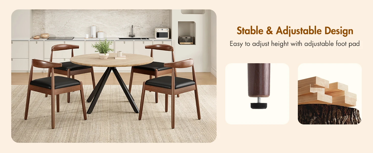 Dining Chairs Set of 2, Mid-Century Modern Kitchen & Dining Room Chairs with Solid Wood Legs, for Home