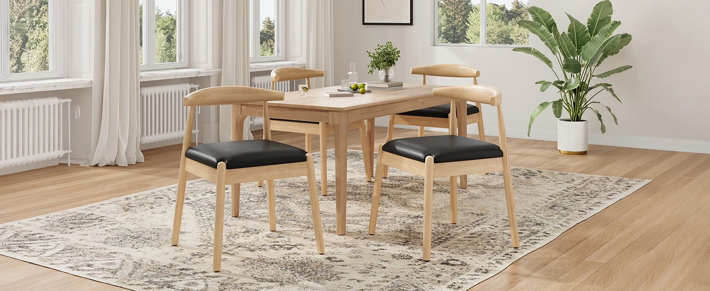 Dining Chairs Set of 2, Mid-Century Modern Kitchen & Dining Room Chairs with Solid Wood Legs, for Home