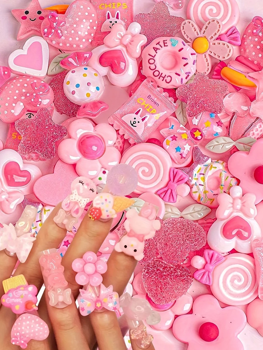 100 Pieces Slime Charms Mixed Candy Sweets,Resin Fake Candy Nail Charms, Assorted Slime Making Supplies For Dly Scrapbooking Cra