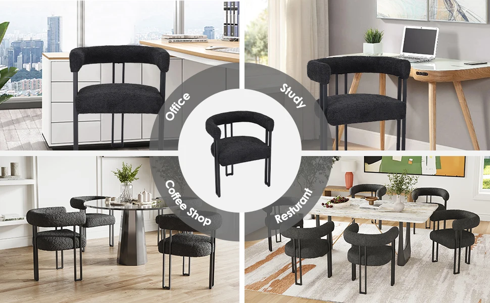 Farini Upholstered Dining Arm Chairs Set of 2, Modern Cushioned Accent Chairs with Metal Frame