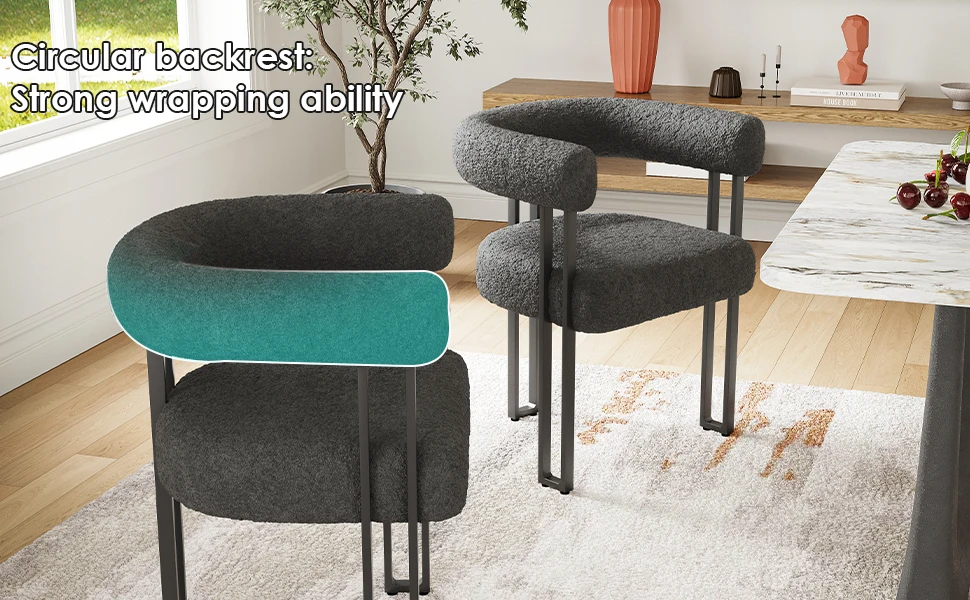 Farini Upholstered Dining Arm Chairs Set of 2, Modern Cushioned Accent Chairs with Metal Frame