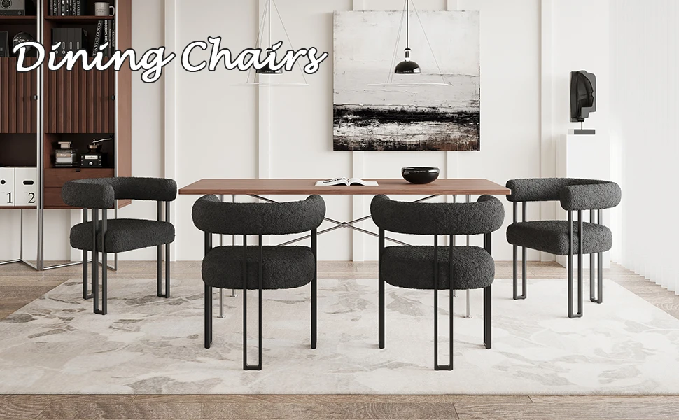 Farini Upholstered Dining Arm Chairs Set of 2, Modern Cushioned Accent Chairs with Metal Frame