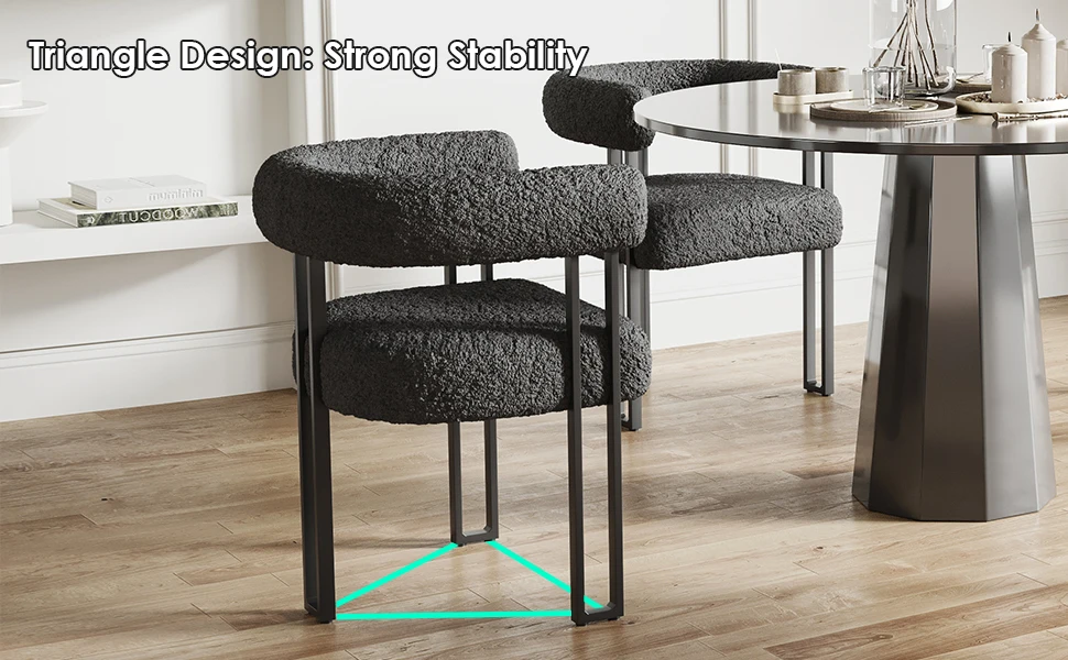 Farini Upholstered Dining Arm Chairs Set of 2, Modern Cushioned Accent Chairs with Metal Frame
