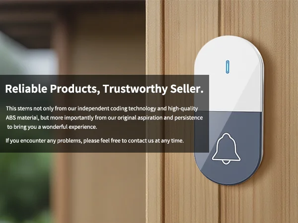 PGST Wireless Doorbell Door Bell Music Melody Remind Smart Home Security Alarm 1000FT 433MHz US Plug 1Doorbell and 2Remote
