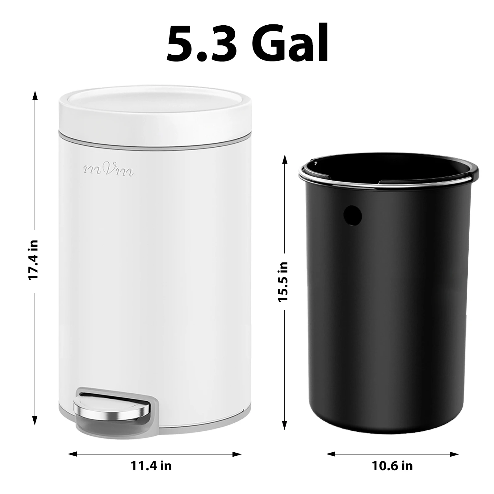 mVm Foot-operated trash can, 3L/5L/12L/20L/30L,  suitable for kitchens, living rooms, bathrooms, offices, round design.