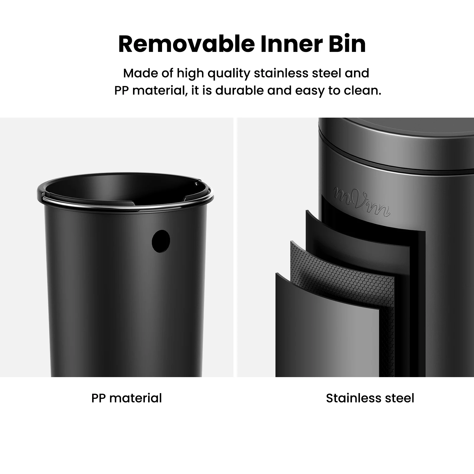 mVm Foot-operated trash can, 3L/5L/12L/20L/30L,  suitable for kitchens, living rooms, bathrooms, offices, round design.