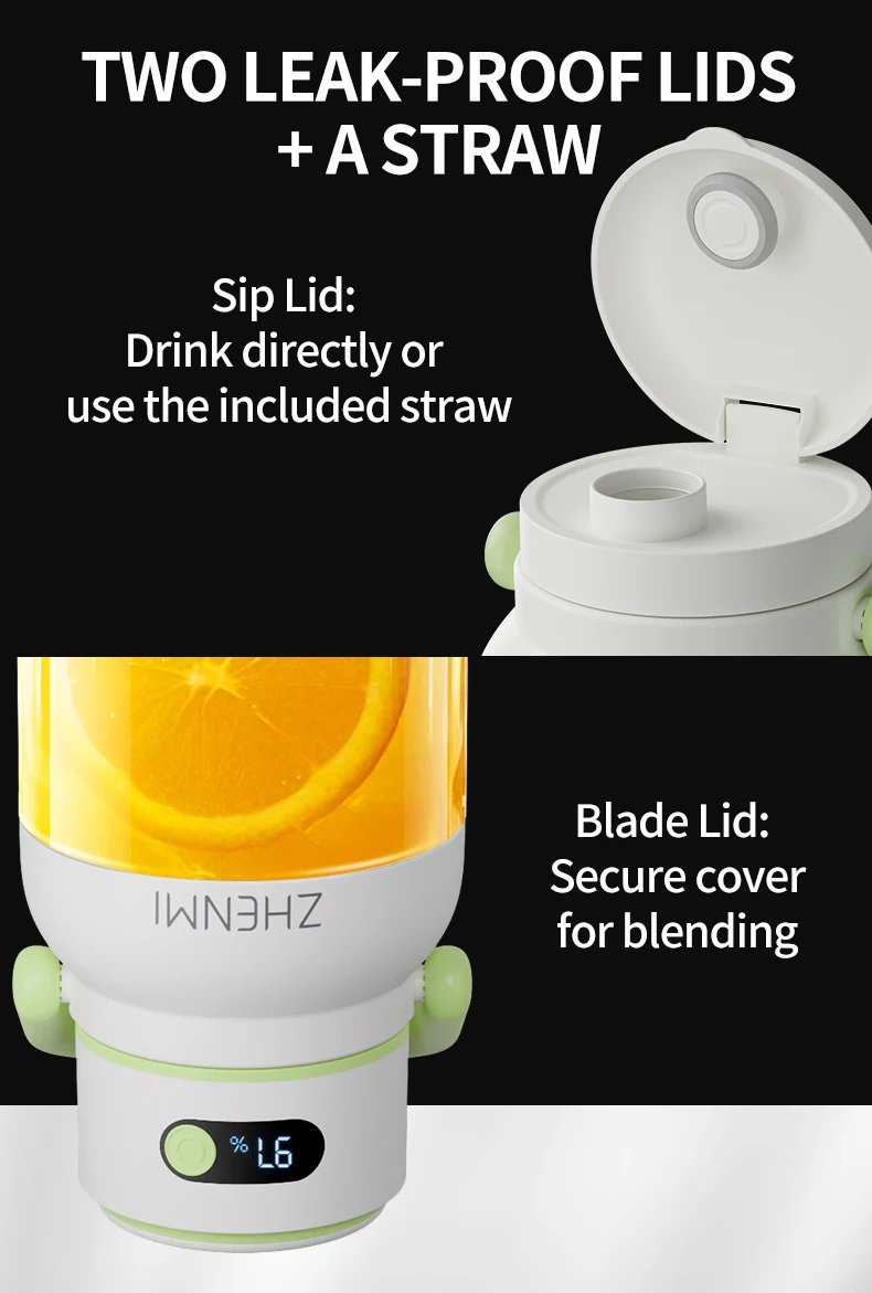 Holidays and Birthdays Blender for Shakes & Smoothies! ZHENMI BPA-Free Cordless Blender, 33oz, Ice Crushing, USB Rechargeable,